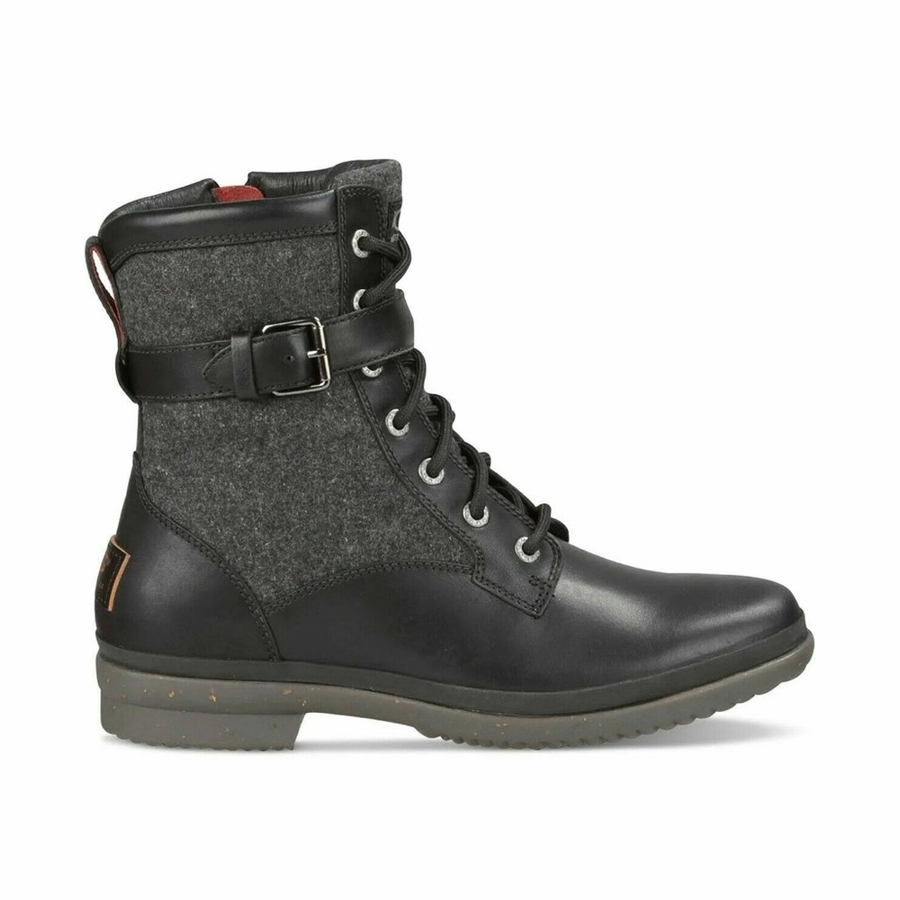 Womens Ugg Kesey Waterproof Boot Black Leather Size 7 1005264
